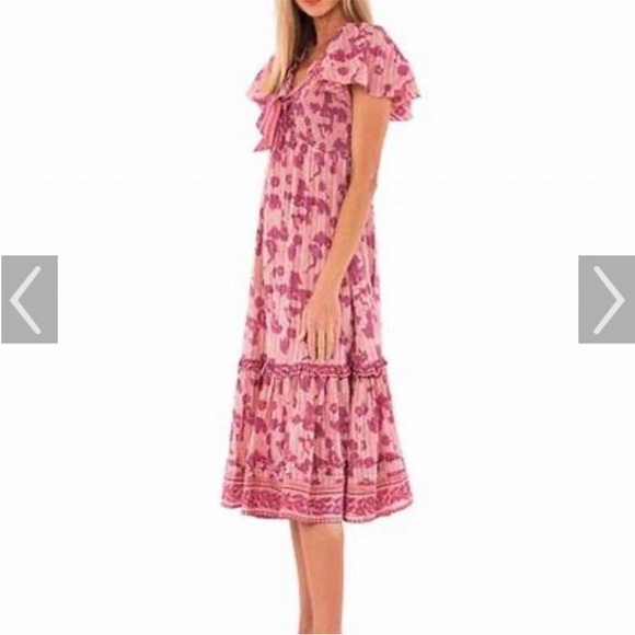 Cleobella Ashlyn pink Floral Midi Dress size XS - Picture 5 of 8